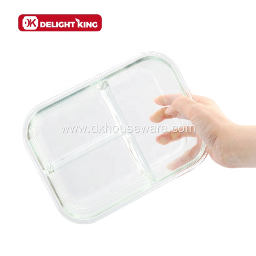 Full Compartments Glass Food Containers with Airtight Lid